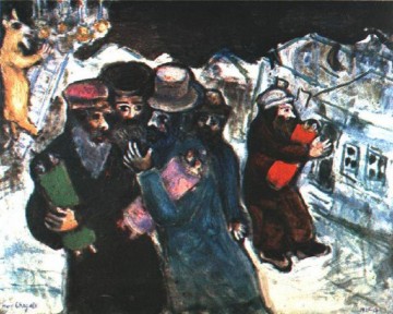 Return from the Synagogue contemporary Marc Chagall Oil Paintings